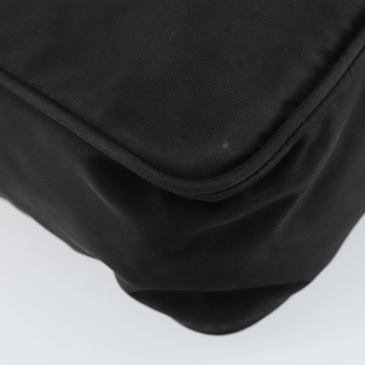 Prada Front Pocket Zip Messenger Bag Tessuto with Saffiano Leather, Black, Nylon, Shoulder Bag