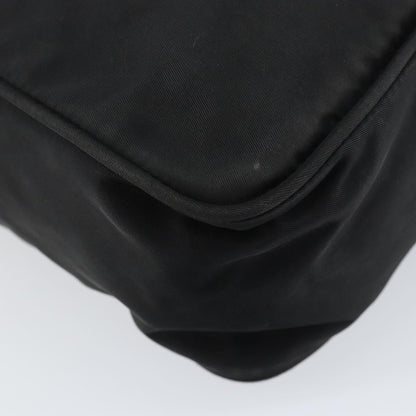 Prada Front Pocket Zip Messenger Bag Tessuto with Saffiano Leather, Black, Nylon, Shoulder Bag