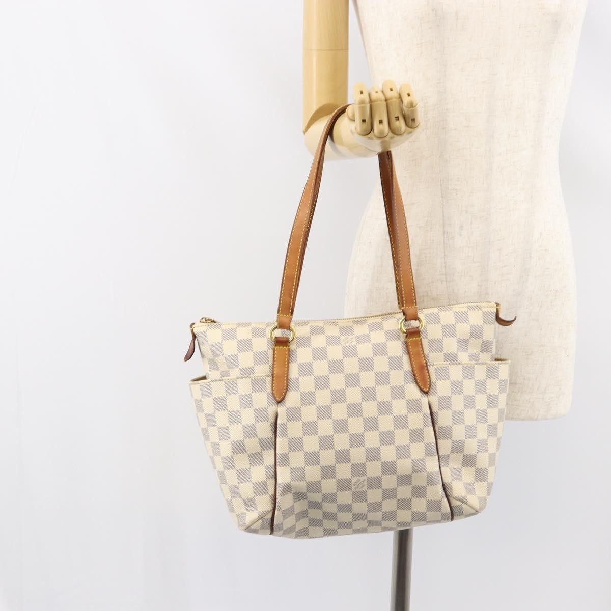 Louis Vuitton Totally Handbag Damier, WHITE, CANVAS, Tote bag