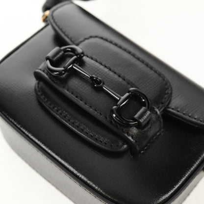 Gucci Vintage Horsebit Shoulder bag Leather, BLACK, LEATHER, Shoulder bag