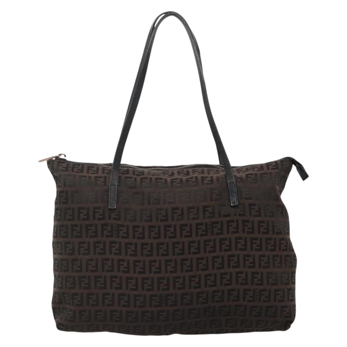 Fendi Roll Tote Zucca Canvas, BROWN, CANVAS, Tote bag