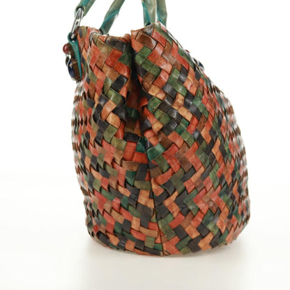 Miu Miu Chain Handle Bag Pleated Leather, Multicolour, Leather, Handbag