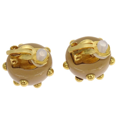 Chanel Vintage CC Round Cutout Clip-On Earrings Metal, BEIGE, GOLD_PLATED, Earrings