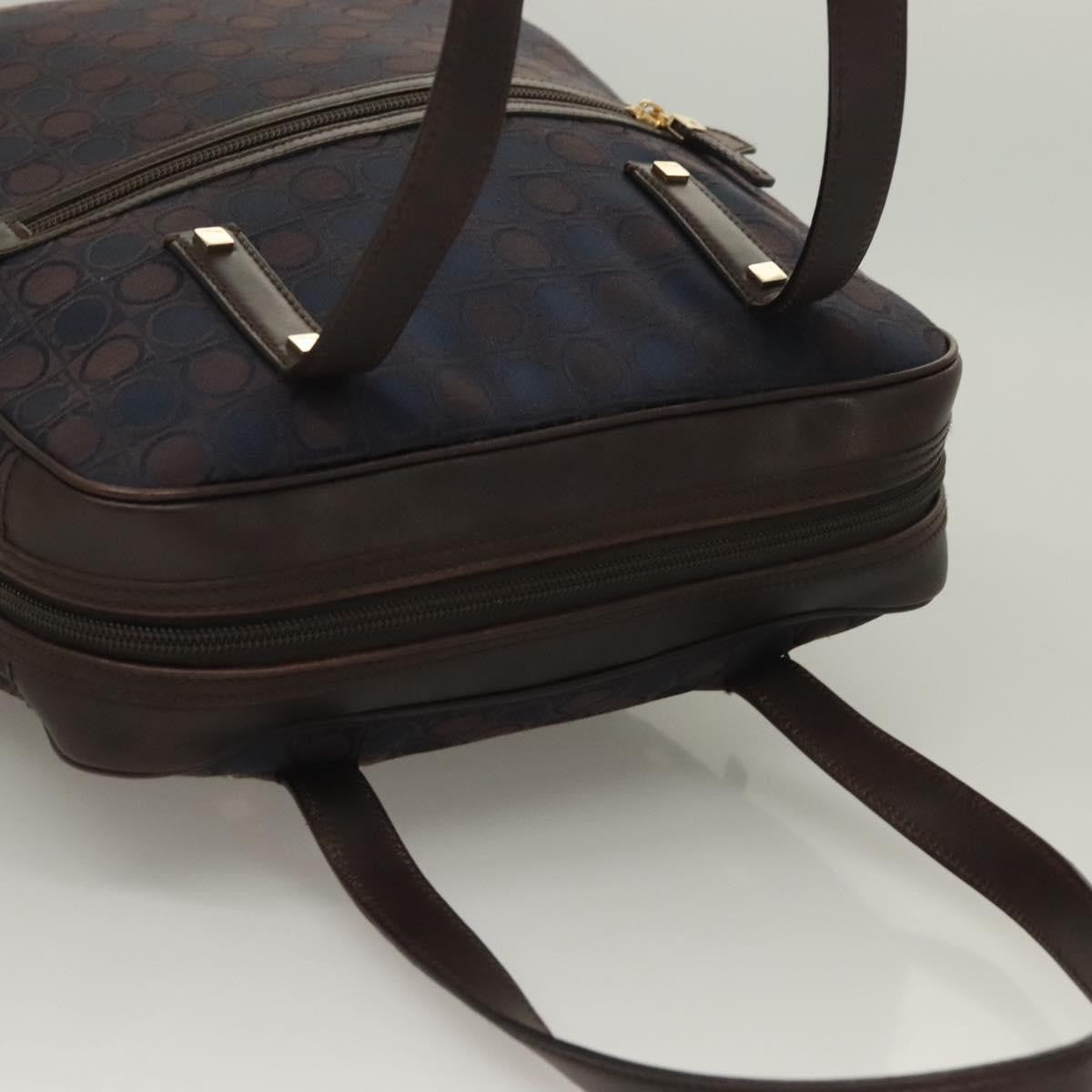 Salvatore Ferragamo Gancini handbag Canvas and Leather, NAVY, CANVAS, Handbag