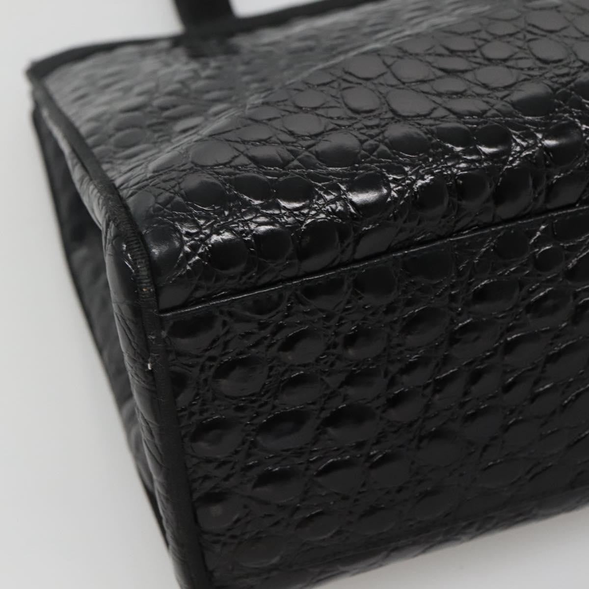 Salvatore Ferragamo Vintage Vara Bow Tote Lizard Embossed Leather, BLACK, LEATHER, Tote bag