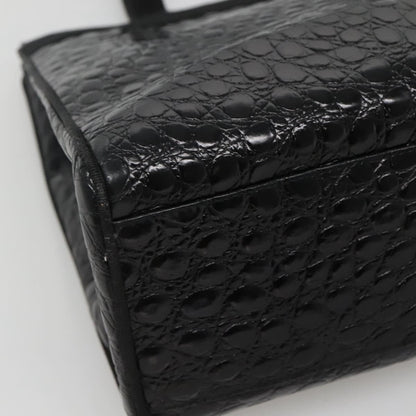 Salvatore Ferragamo Vintage Vara Bow Tote Lizard Embossed Leather, BLACK, LEATHER, Tote bag