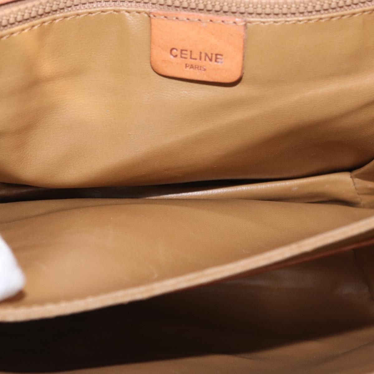 Celine Vintage Macadam Shoulder Bag Canvas and Leather, BROWN, CANVAS, Shoulder bag