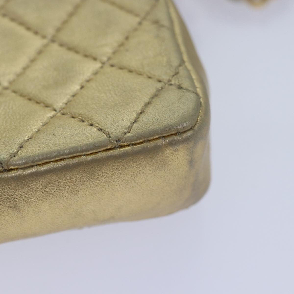 Chanel Vintage Square CC Flap Bag Quilted Leather, Gold, Leather, Shoulder Bag