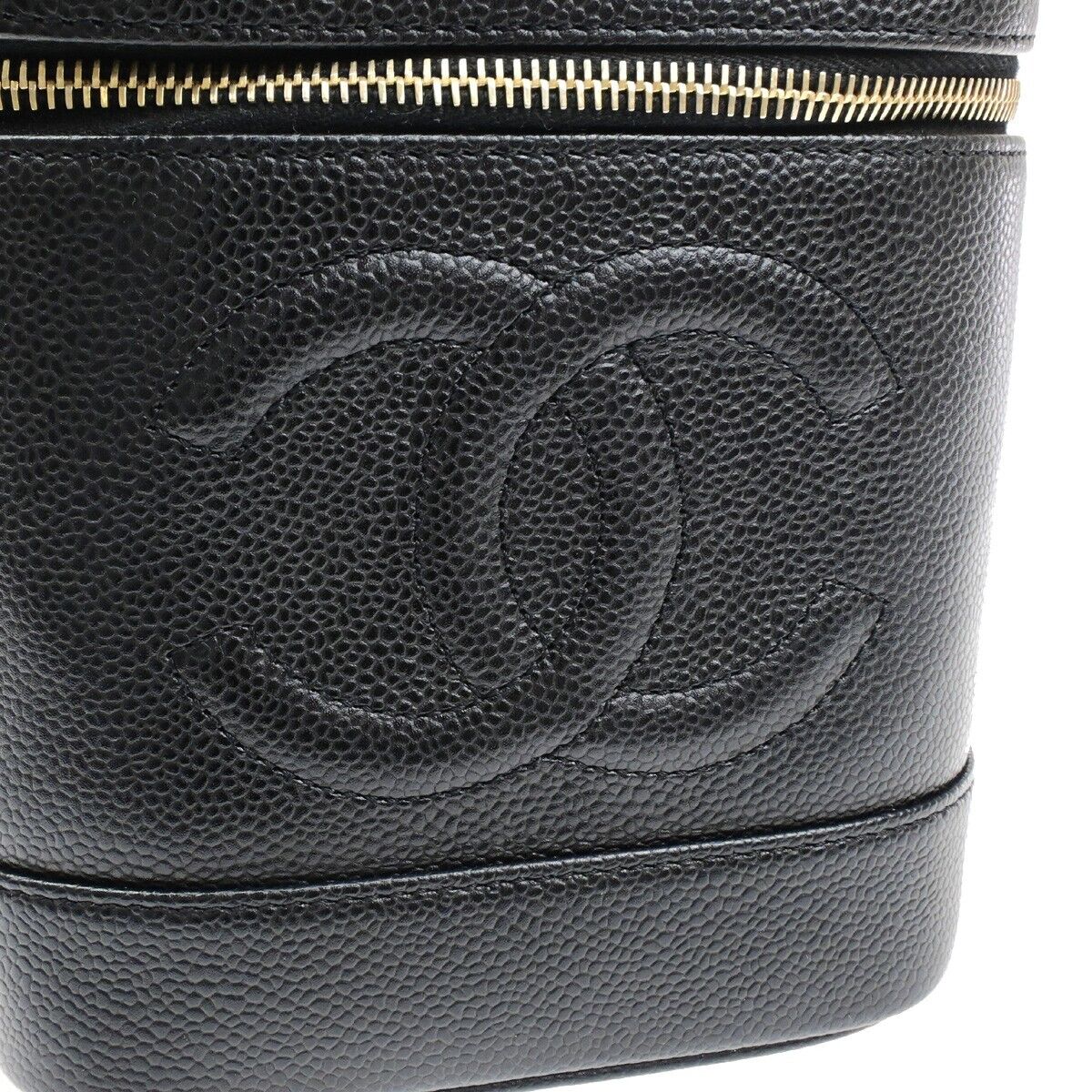 Chanel Vintage Timeless Cosmetic Case Caviar, BLACK, CALFSKIN, Handbag