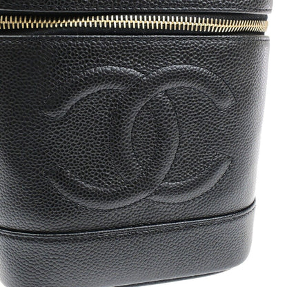Chanel Vintage Timeless Cosmetic Case Caviar, BLACK, CALFSKIN, Handbag