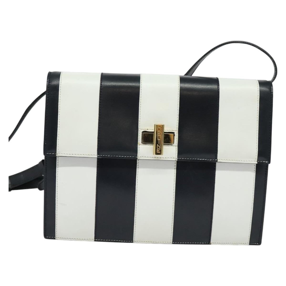 Celine Shoulder Bag Leather, WHITE, LEATHER, Shoulder bag