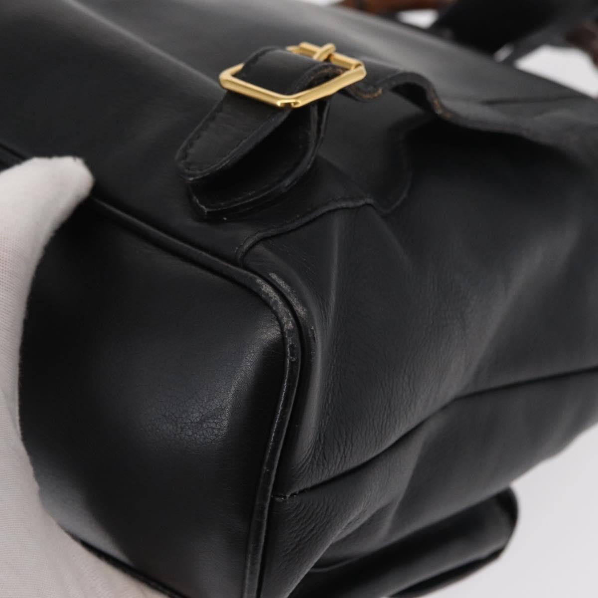 Gucci Vintage Bamboo Backpack Leather, BLACK, LEATHER, Backpack