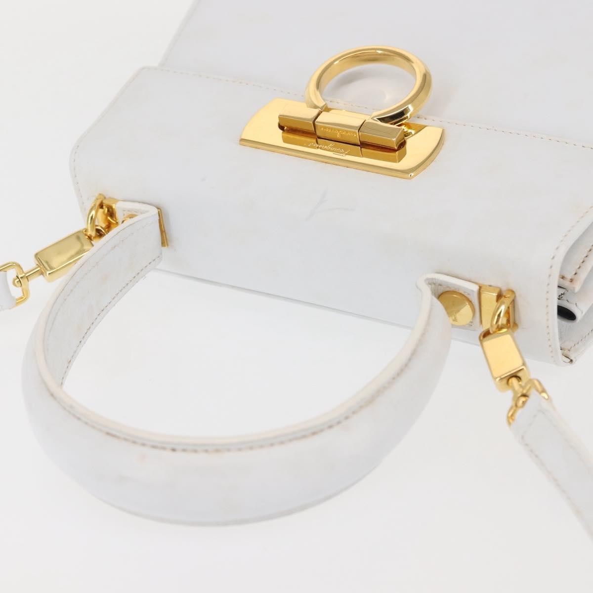 Salvatore Ferragamo Gancini Convertible Top Handle Bag Leather, WHITE, LEATHER, Handbag