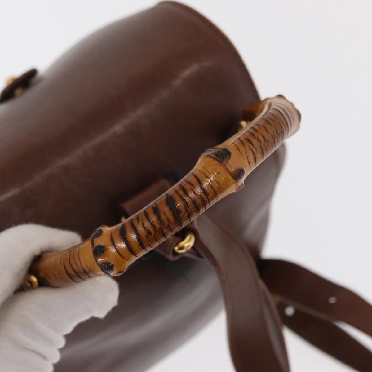Gucci Vintage Bamboo Backpack Leather, BROWN, LEATHER, Backpack