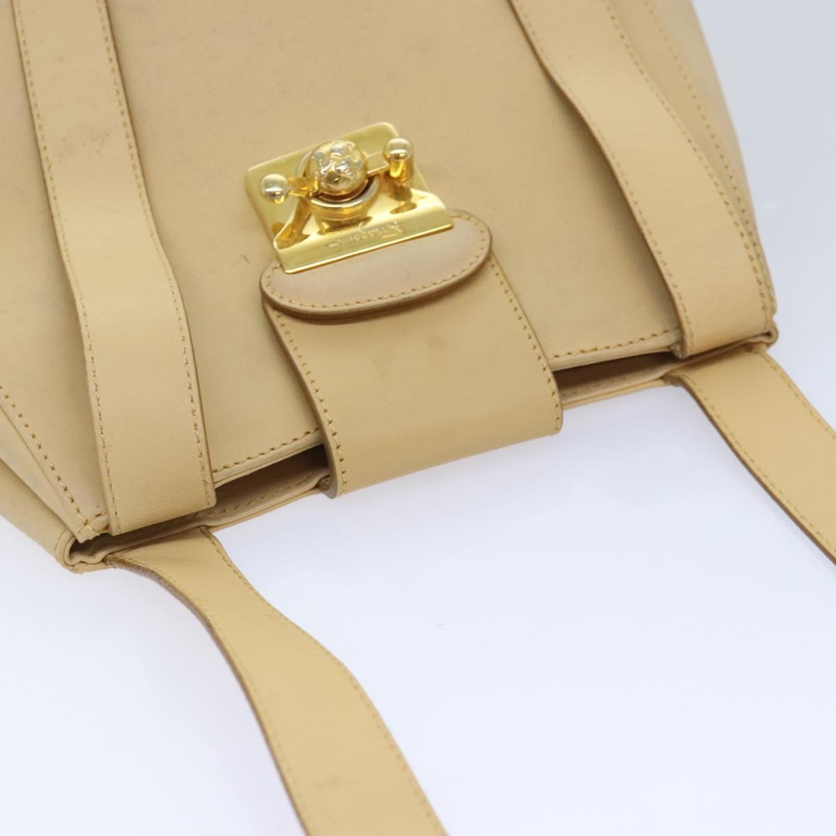 Salvatore Ferragamo Vintage Shoulder Bag Leather, BEIGE, LEATHER, Shoulder bag