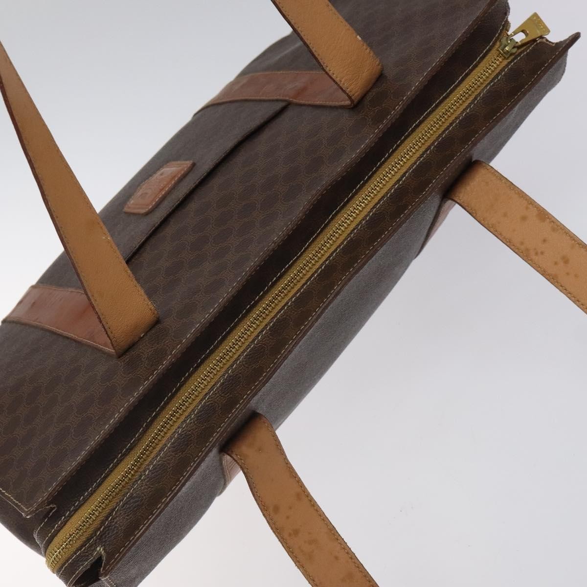 Celine Vintage Macadam Handbag Leather, BROWN, LEATHER, Handbag