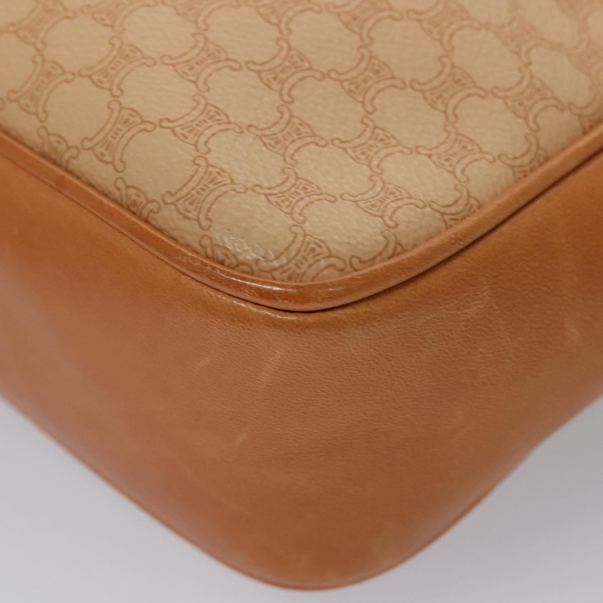Celine Vintage Macadam Handbag Canvas and Leather, BEIGE, PVC, Handbag