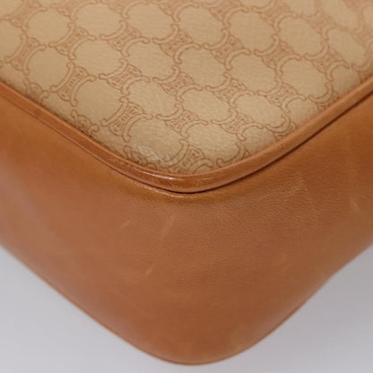 Celine Vintage Macadam Handbag Canvas and Leather, BEIGE, PVC, Handbag