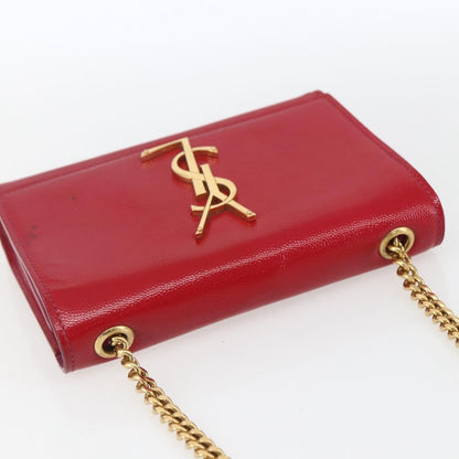 Saint Laurent Classic Monogram Crossbody Bag Grainy Leather, RED, LEATHER, Clutche & pouche