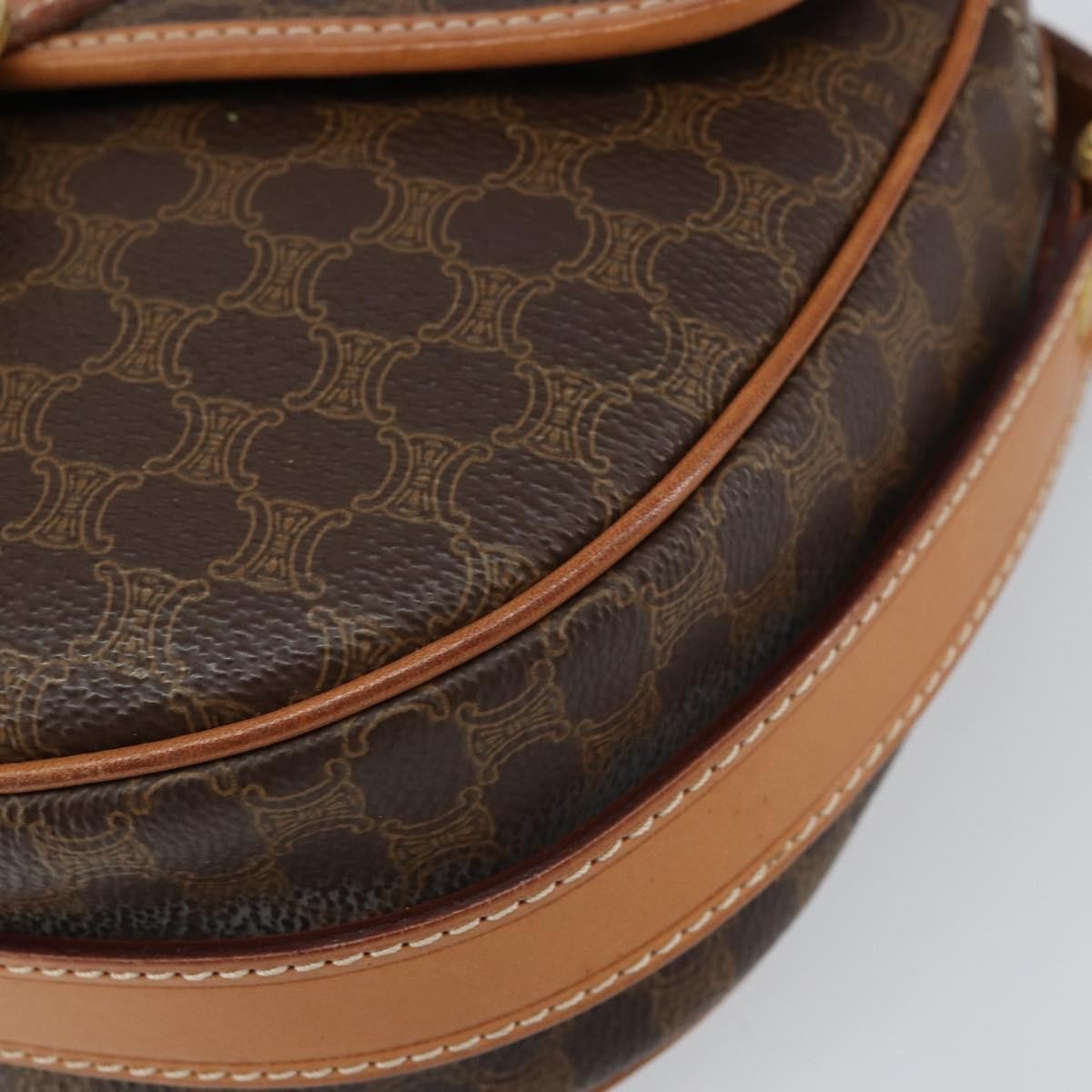 Celine Vintage Macadam Shoulder Bag Canvas and Leather, BROWN, CANVAS, Shoulder bag