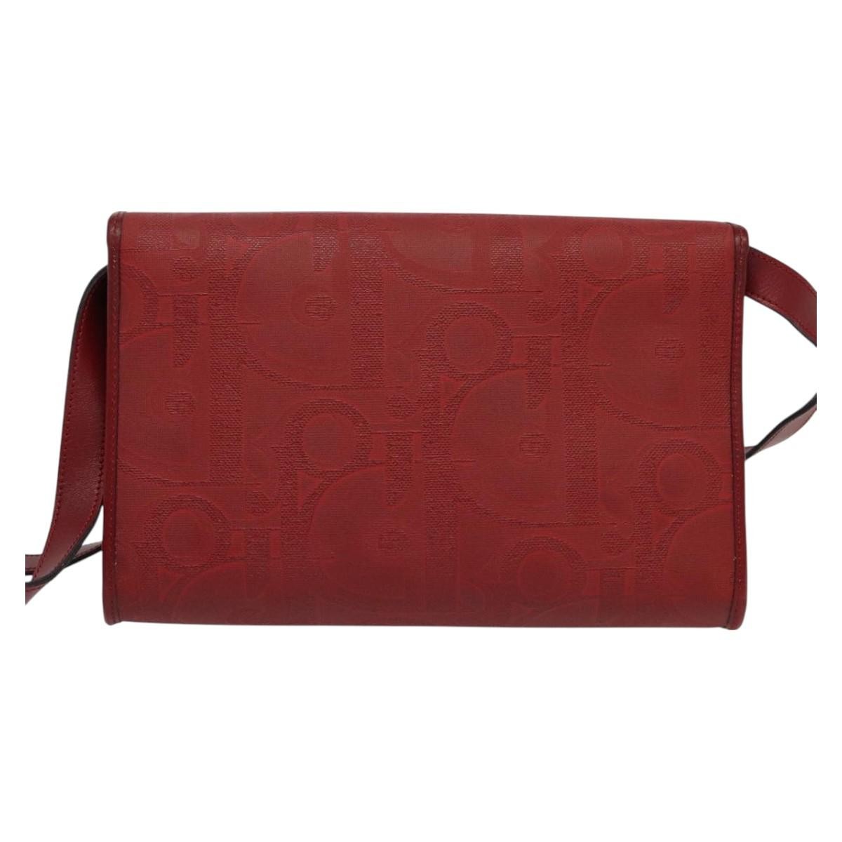 Christian Dior Vintage Trotter Shoulder Bag Canvas, RED, CANVAS, Shoulder bag