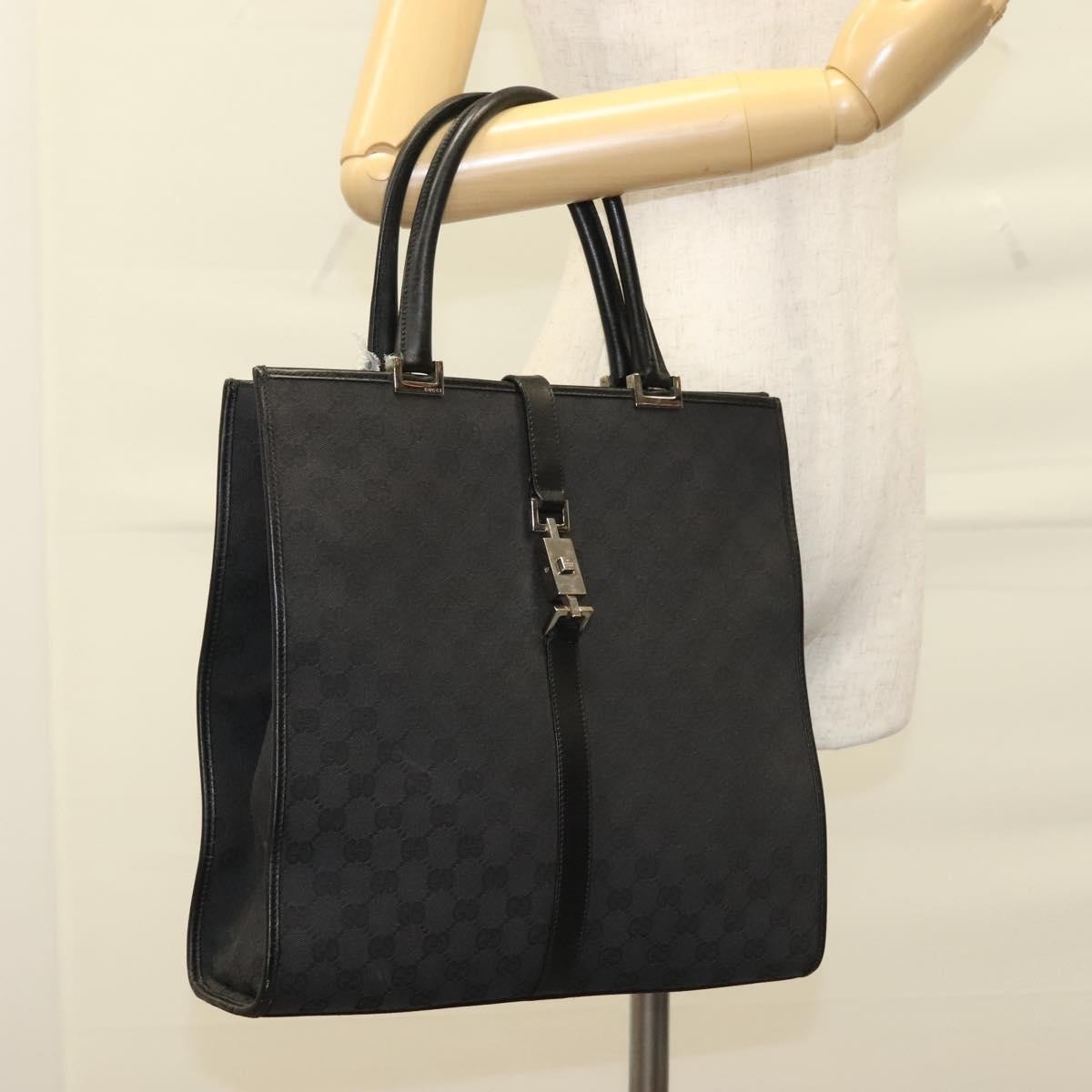"Gucci Vintage Jackie Tote Canvas, Leather", BLACK, CANVAS, Tote bag