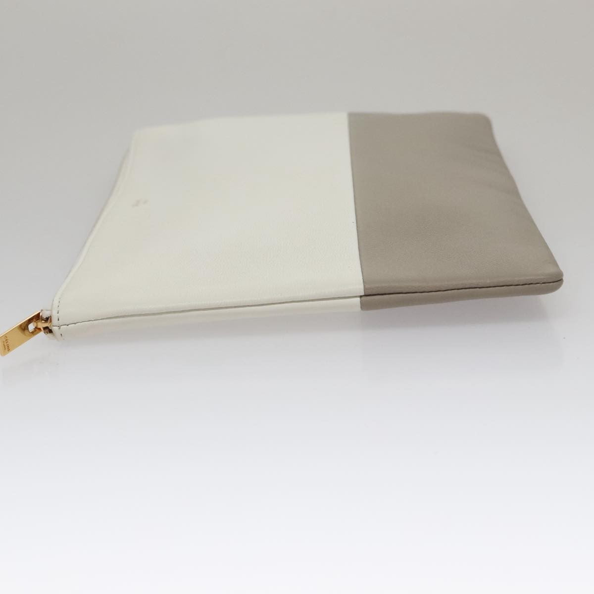 Celine Bicolor Solo Clutch Leather, GRAY, LEATHER, Clutche & pouche