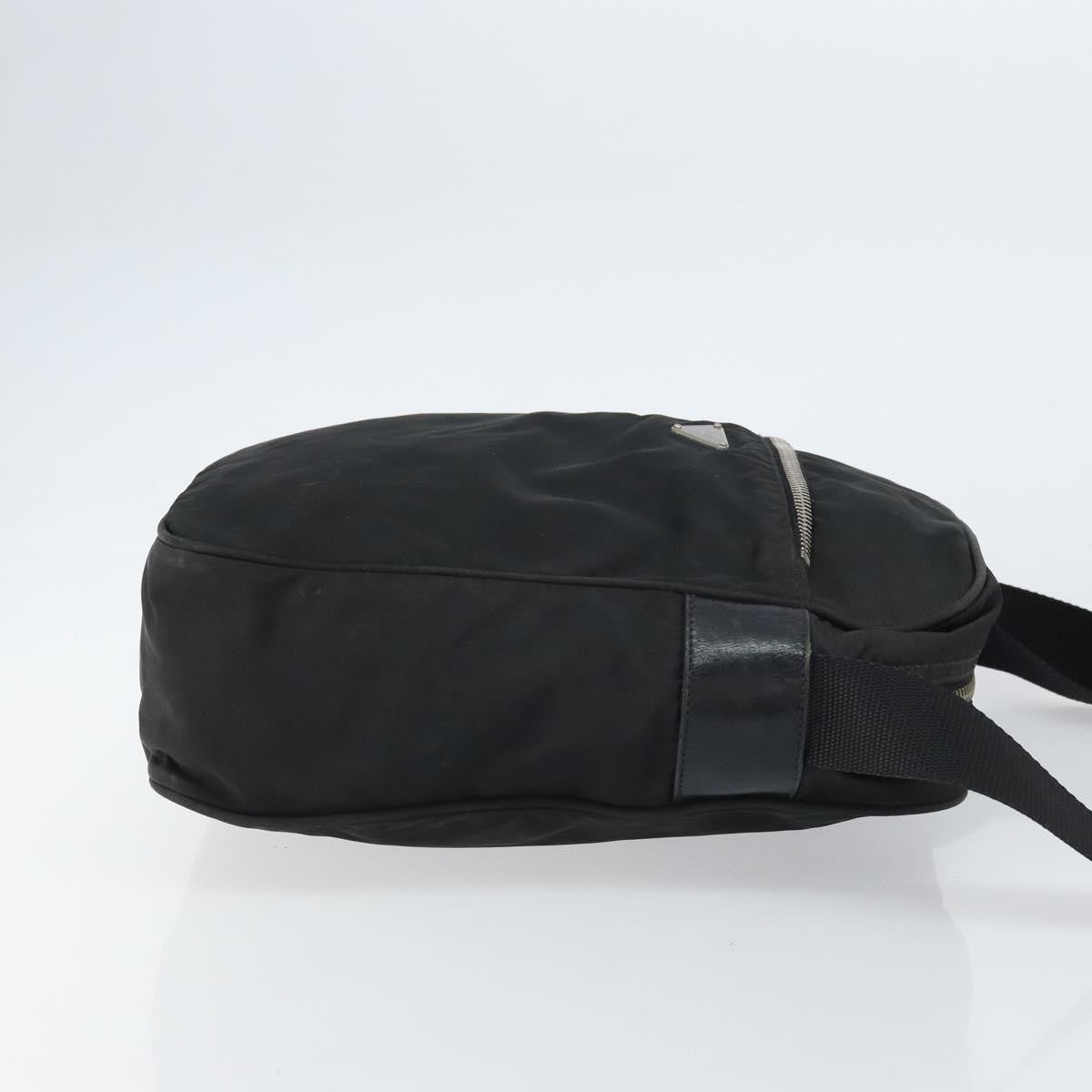 Prada Front Pocket Zip Messenger Bag Tessuto with Saffiano Leather, Black, Nylon, Shoulder Bag