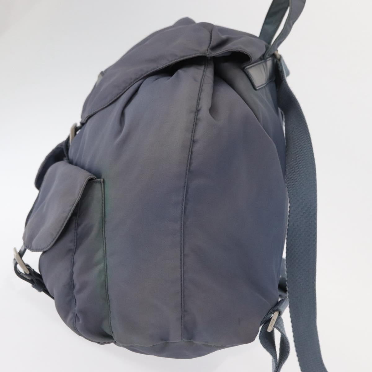 Prada Vela Double Front Pocket Backpack Tessuto with Saffiano Leather, BLUE, NYLON, Backpack