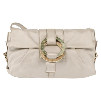 Bvlgari Chandra Flap Shoulder Bag Leather, Silver, Leather, Shoulder Bag