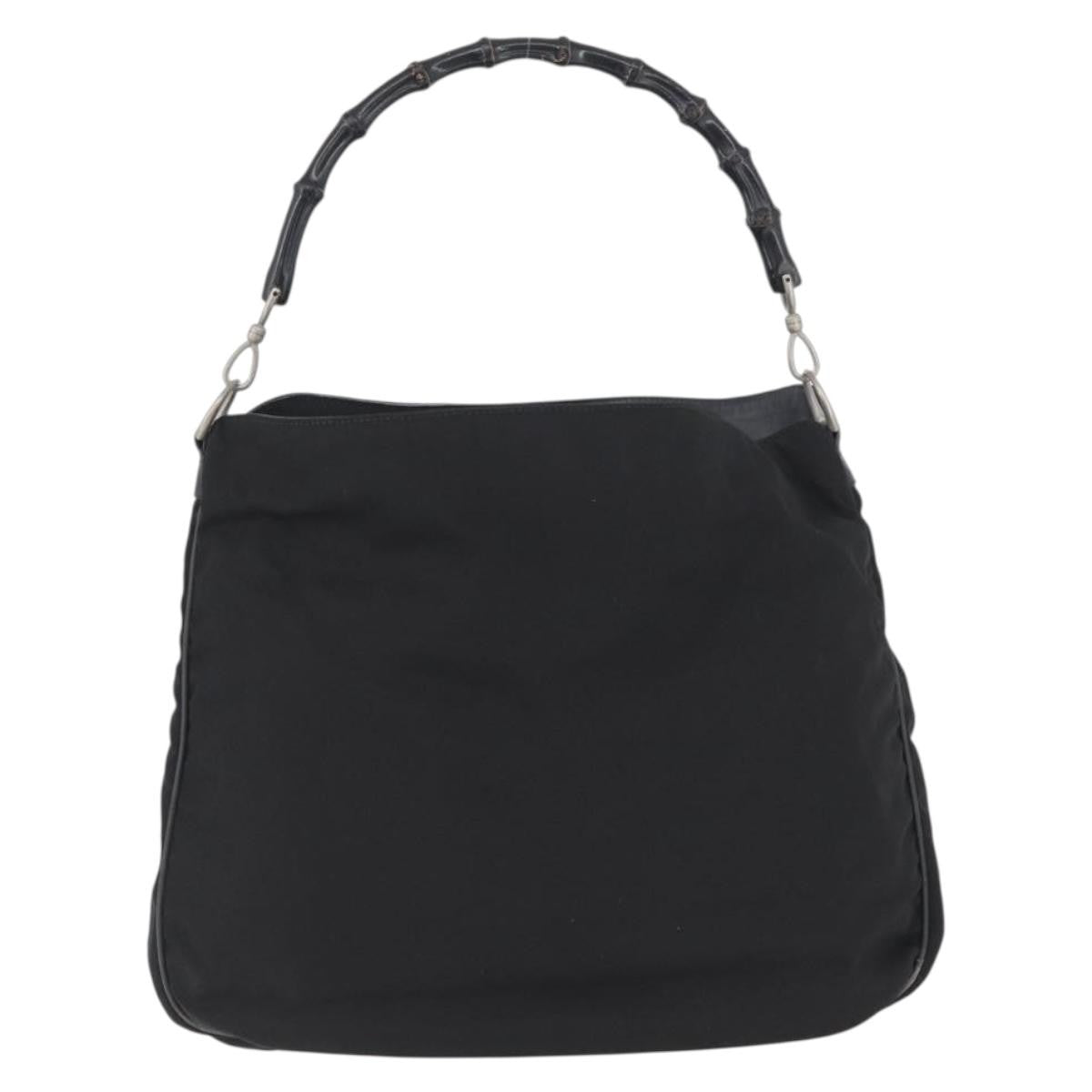 Gucci Vintage Bamboo Handle Bag Nylon, Black, Nylon, Handbag
