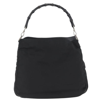 Gucci Vintage Bamboo Handle Bag Nylon, Black, Nylon, Handbag