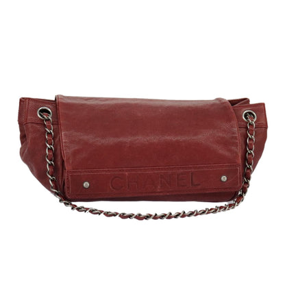 Chanel Lax Accordion Camera Bag Leather, RED, LEATHER, Shoulder bag