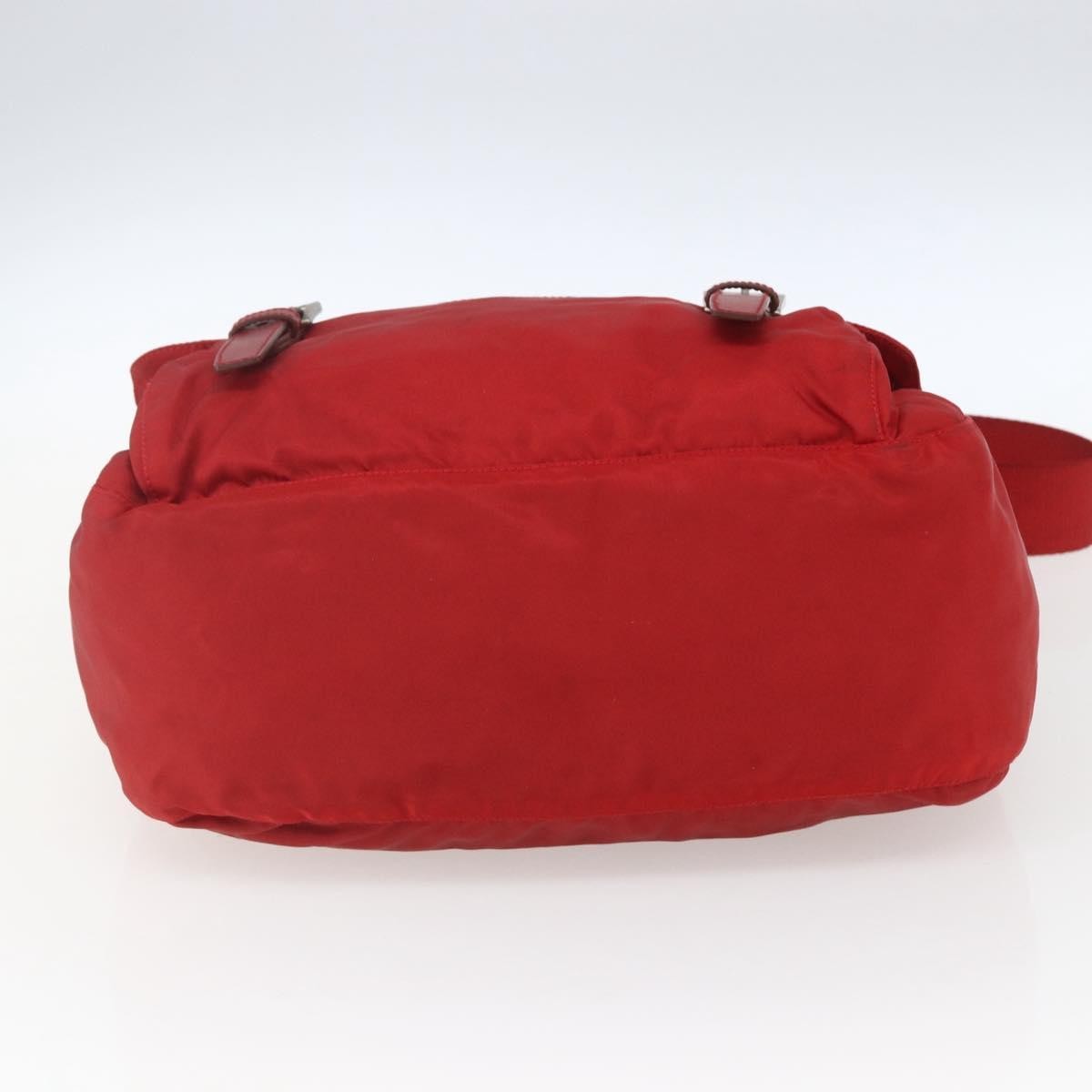 Prada Zip Buckle Messenger Bag Tessuto, Red, Nylon, Shoulder Bag