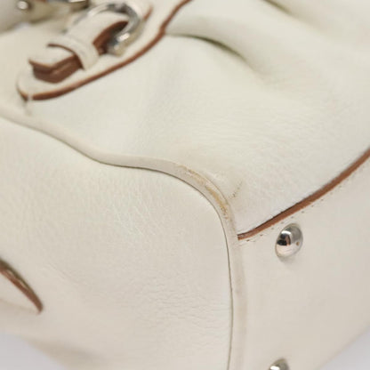 Salvatore Ferragamo Gancini Buckle Shoulder Bag Leather, WHITE, LEATHER, Handbag
