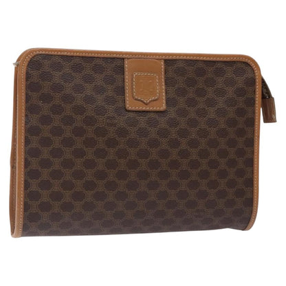 Celine Macadam Pochette Classic, BROWN, LEATHER, Clutche & pouche