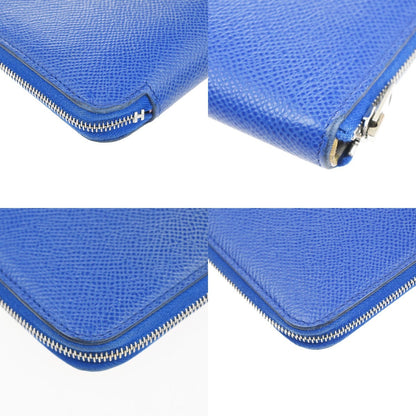 Hermes Azap Zip Around Wallet Silk'in Epsom, Blue, Leather, Wallet