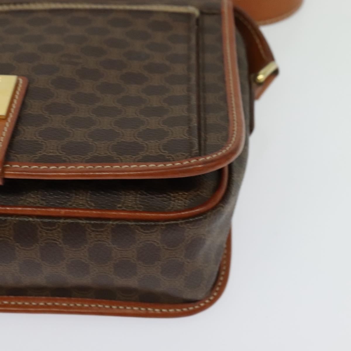 Celine Vintage Macadam Shoulder Bag Canvas and Leather, Brown, Canvas, Shoulder Bag