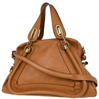 Chloe Paraty Top Handle Bag Leather, BROWN, LEATHER, Handbag