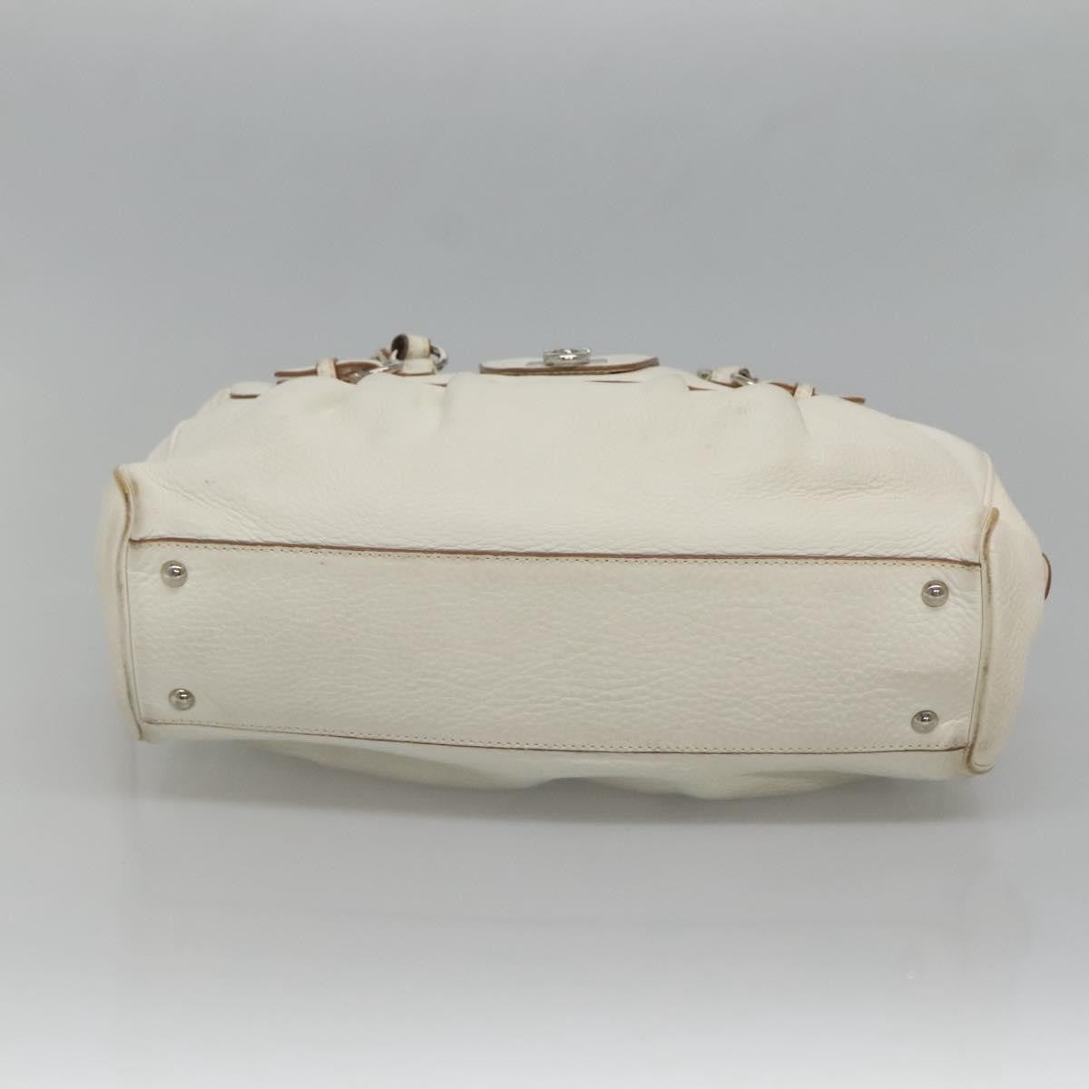 Salvatore Ferragamo Gancini Buckle Shoulder Bag Leather, WHITE, LEATHER, Shoulder bag