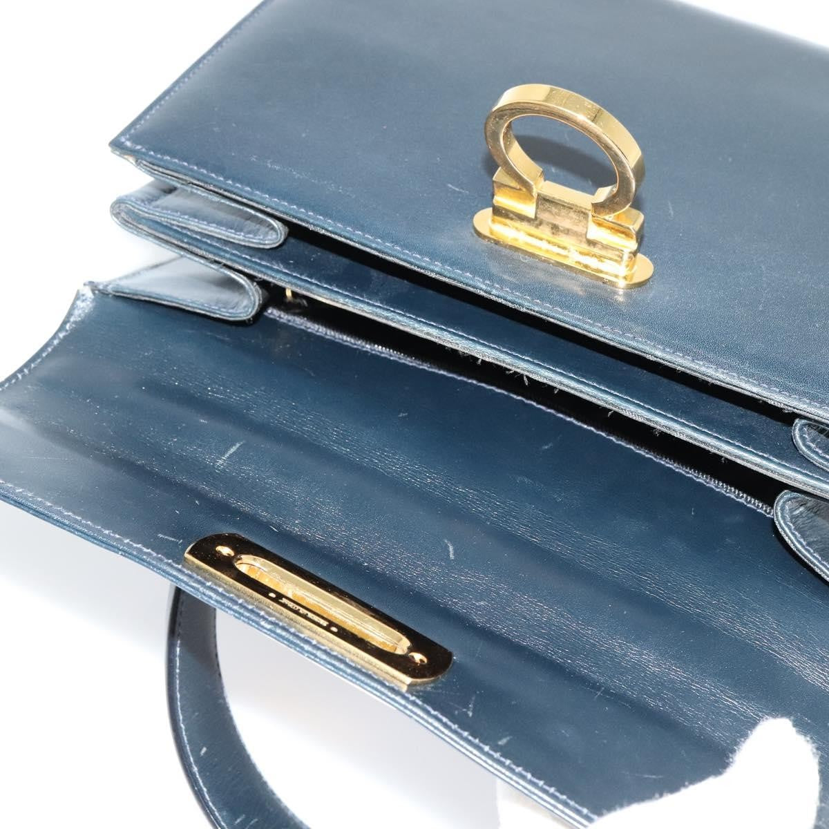 Salvatore Ferragamo Convertible Top Handle Bag Leather, NAVY, LEATHER, Handbag