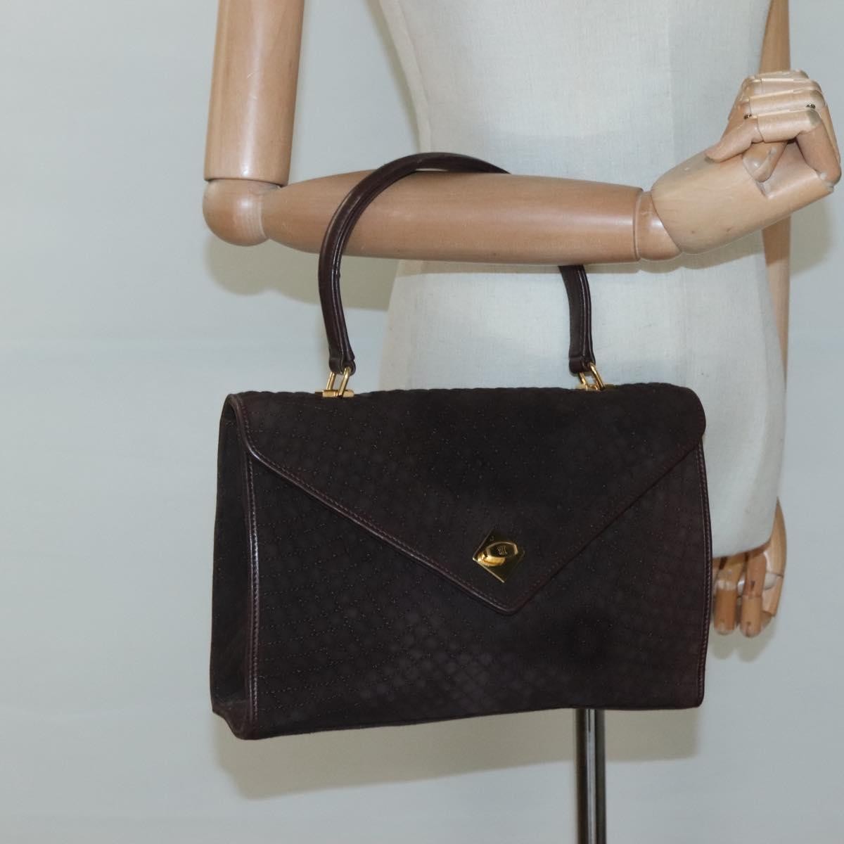 Bally Vintage Handbag Quilted suede, BROWN, SUEDE, Handbag