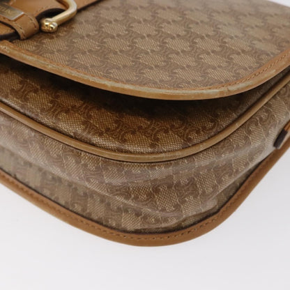 Celine Vintage Macadam Shoulder Bag Canvas and Leather, BEIGE, CANVAS, Shoulder bag