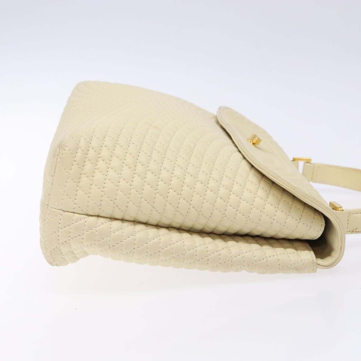 Bally Vintage Flap Handbag Quilted Leather, Ecru, Leather, Handbag
