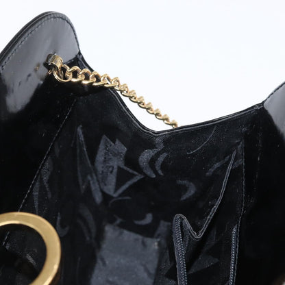 Salvatore Ferragamo Vintage Gancini Chain Shoulder Bag Patent Leather, BLACK, PATENT_LEATHER, Shoulder bag