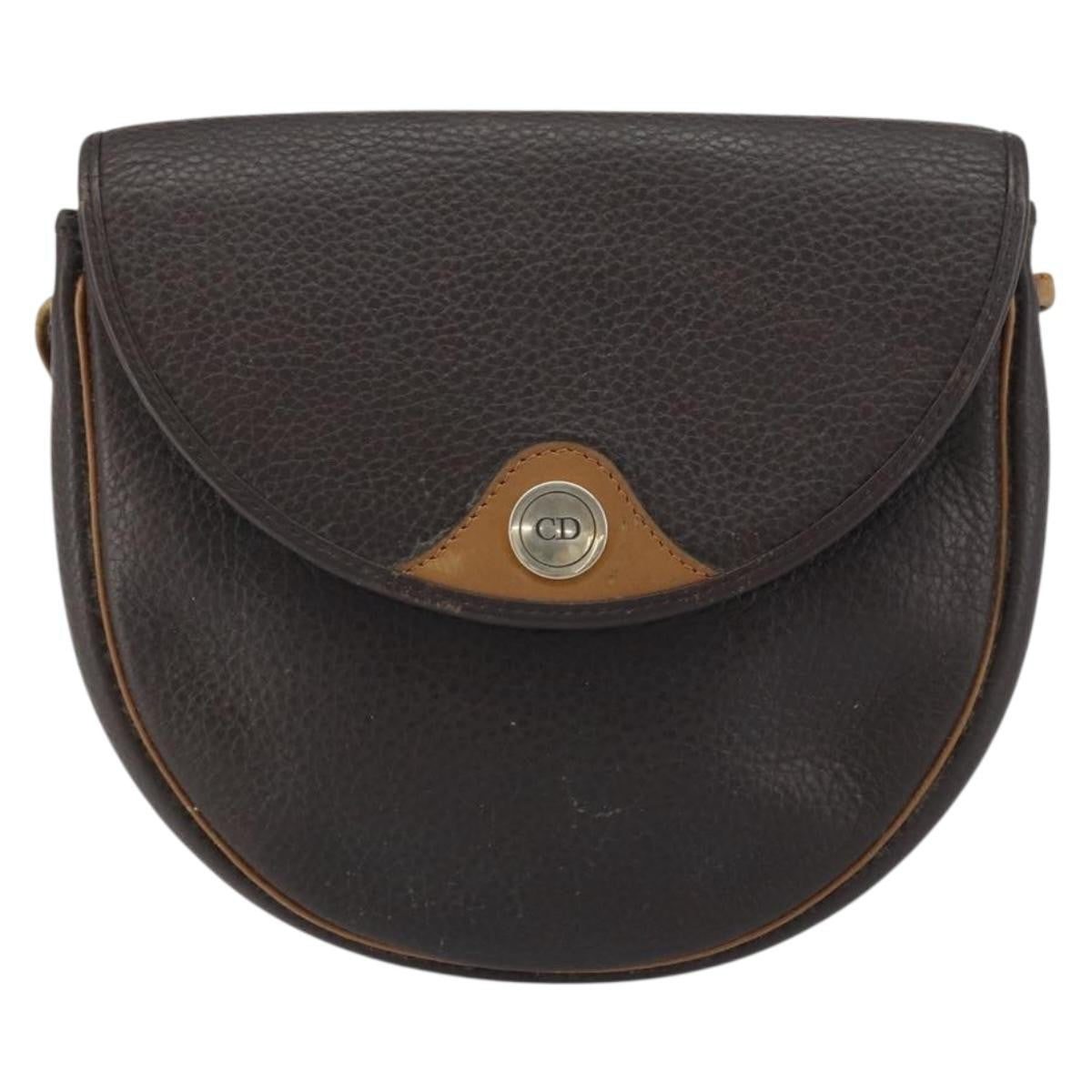 Christian Dior Vintage CD Flap Shoulder Bag Leather, BROWN, LEATHER, Shoulder bag