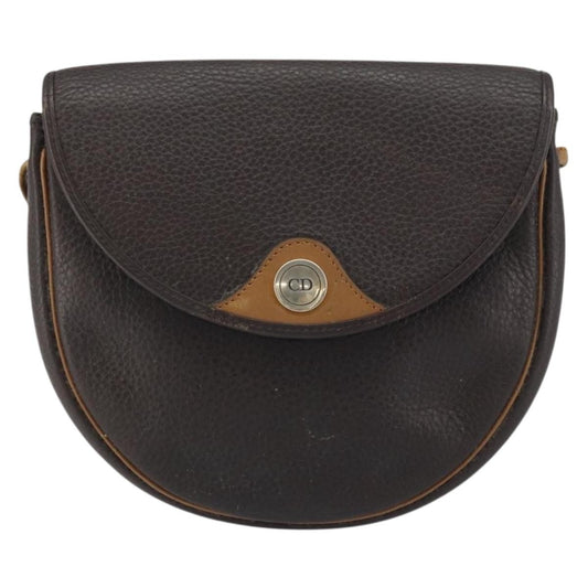 Christian Dior Vintage CD Flap Shoulder Bag Leather, BROWN, LEATHER, Shoulder bag
