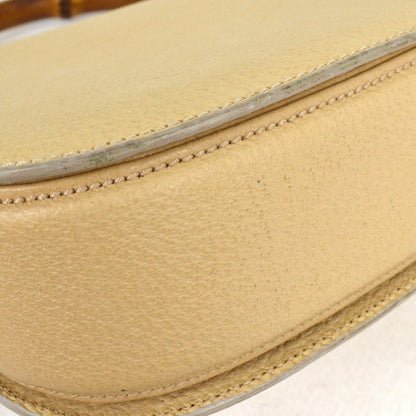 Gucci Vintage Convertible Bamboo Top Handle Bag Leather, BEIGE, LEATHER, Handbag