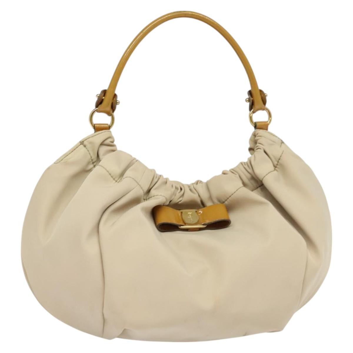 Salvatore Ferragamo Vala Handbag Nylon, BEIGE, NYLON, Handbag