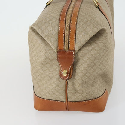 Celine Vintage Macadam Boston bag Canvas and Leather, BEIGE, CANVAS, Travel bag